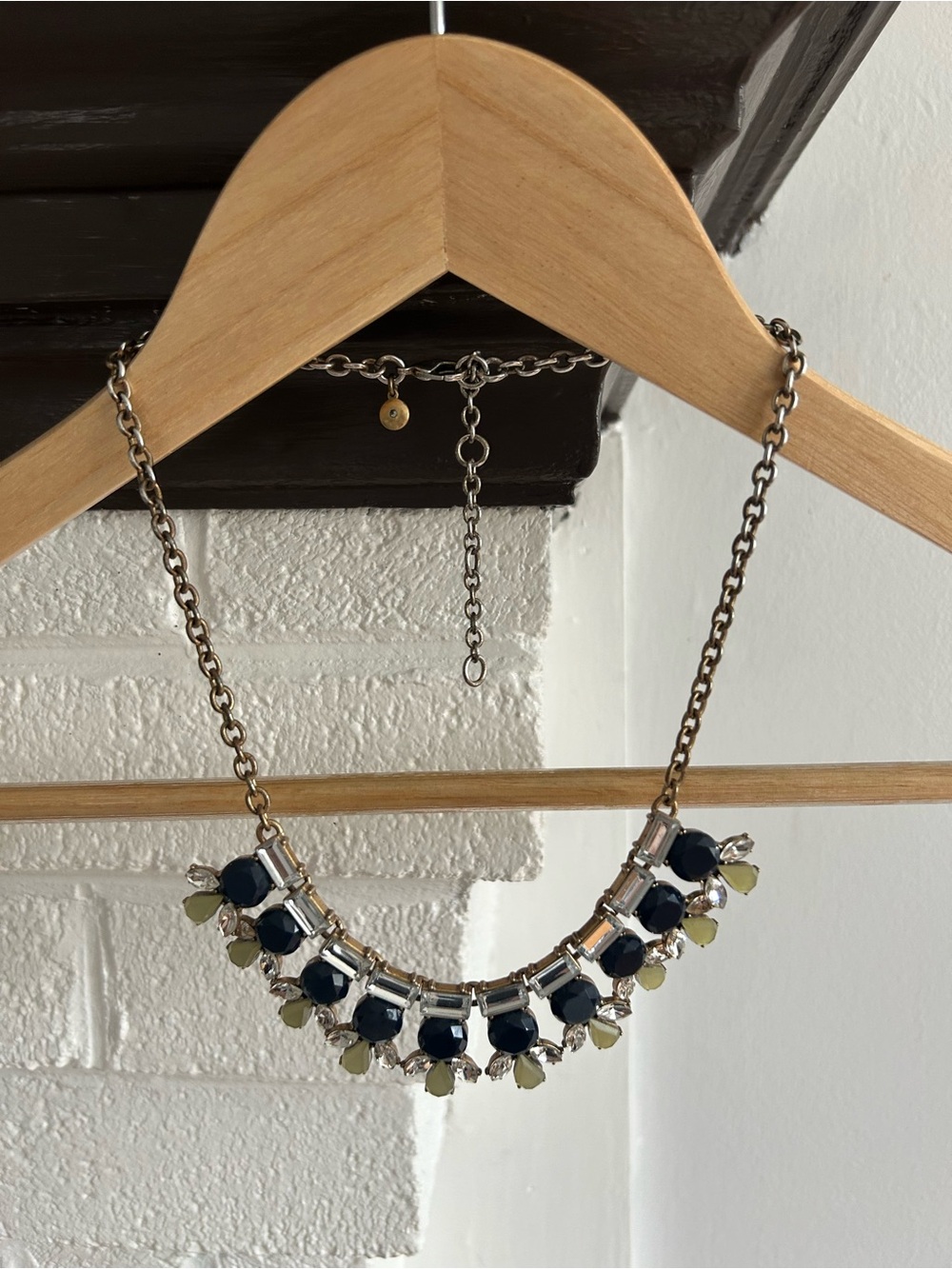 J. Crew Navy and Olive Gem Statement Necklace